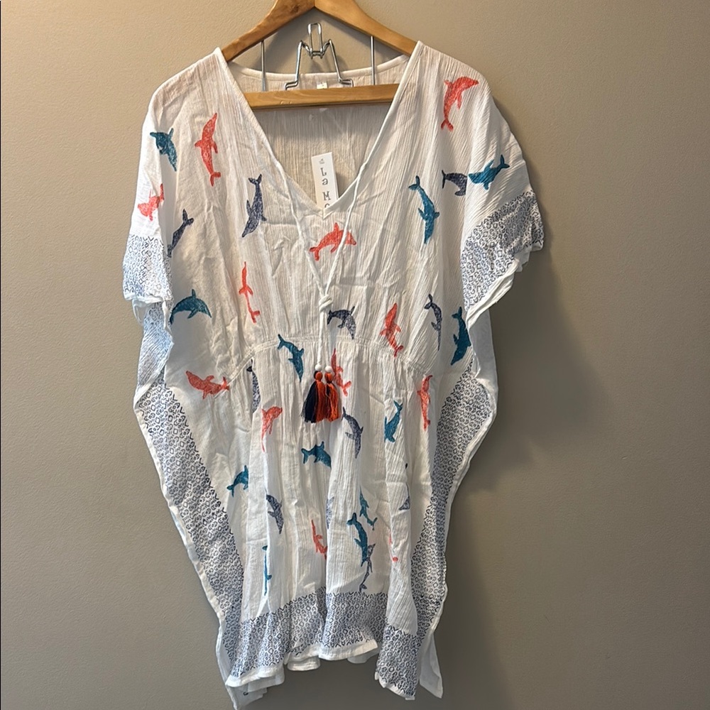 White Kaftan swimsuit coverup one size